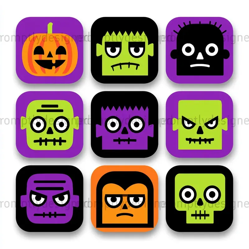 Bright Halloween Icon T Shirt Designs