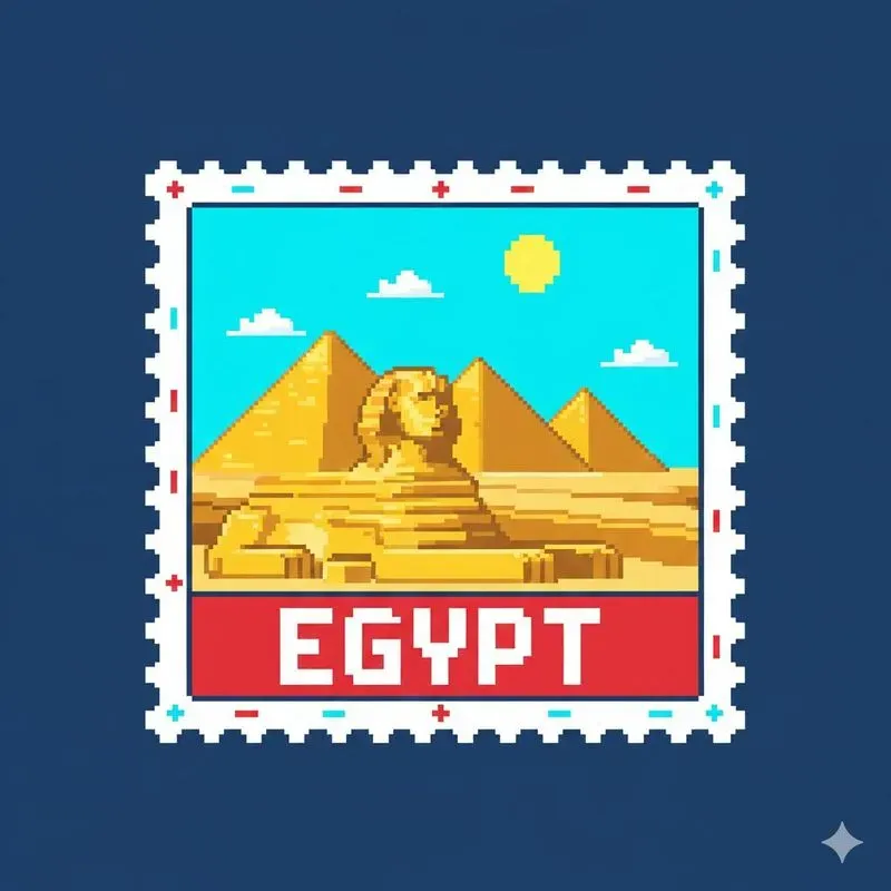 Retro Pixel Art Travel Postage Stamps