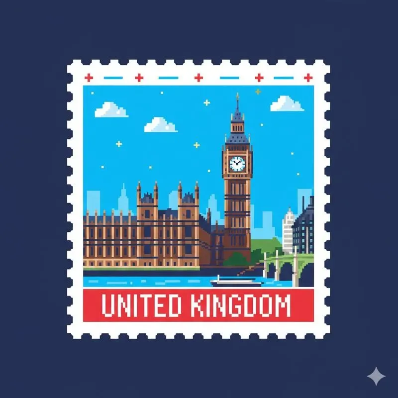 Retro Pixel Art Travel Postage Stamps