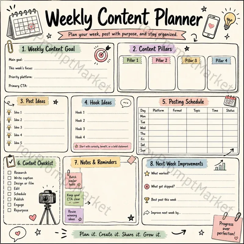 Hand Drawn Planner Worksheets