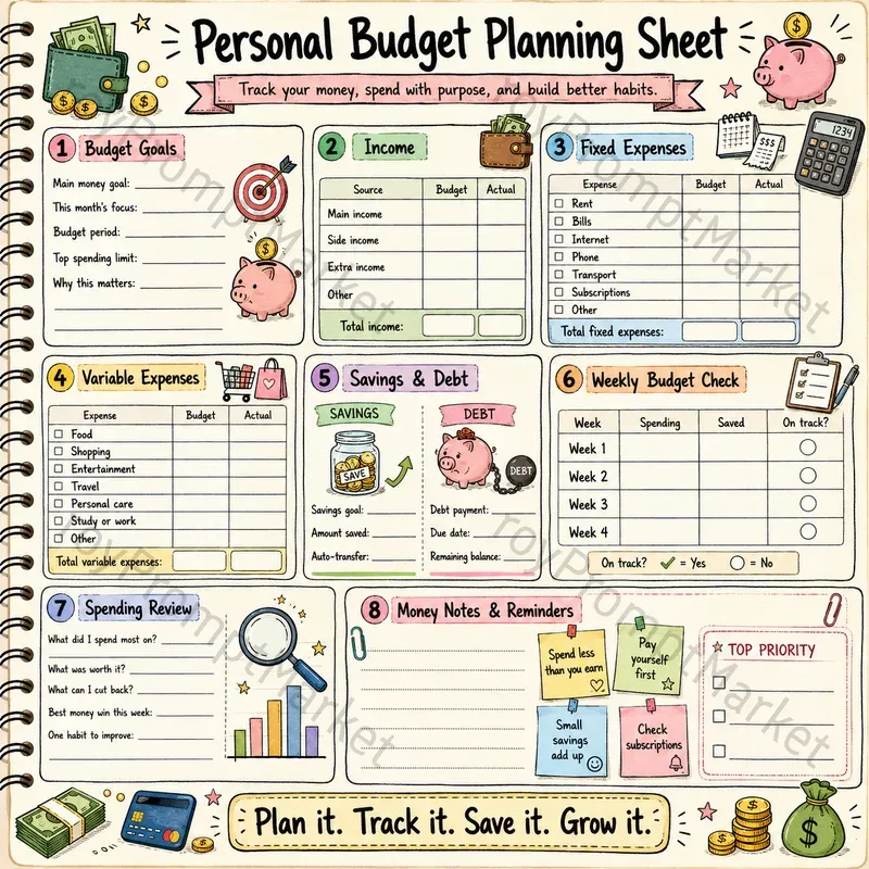 Hand Drawn Planner Worksheets