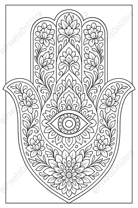 Sacred Ink Hamsa Mandala Coloring Pages