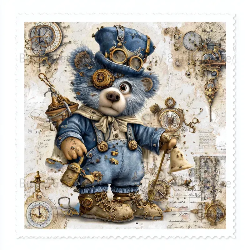 Steampunk Gearsmith Stamp Stickers