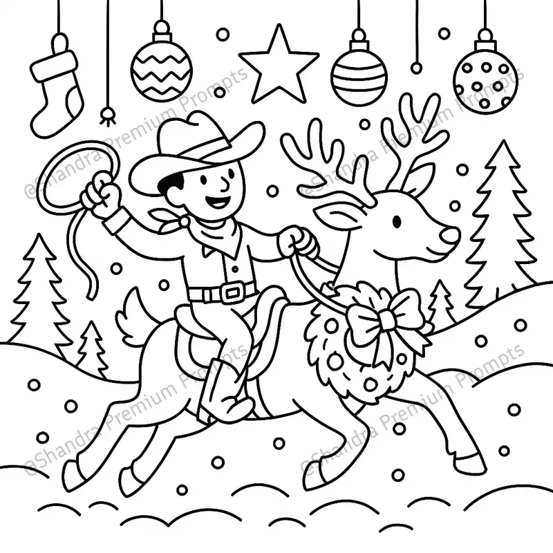 Western Christmas Coloring Book Pages