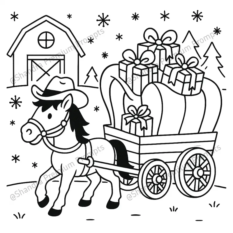Western Christmas Coloring Book Pages
