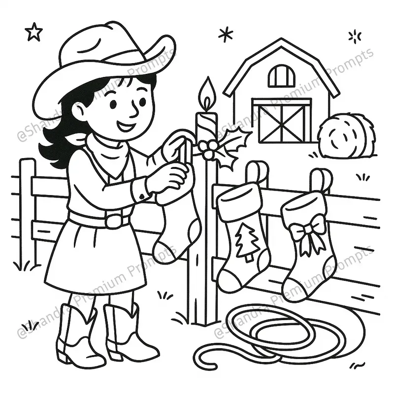 Western Christmas Coloring Book Pages