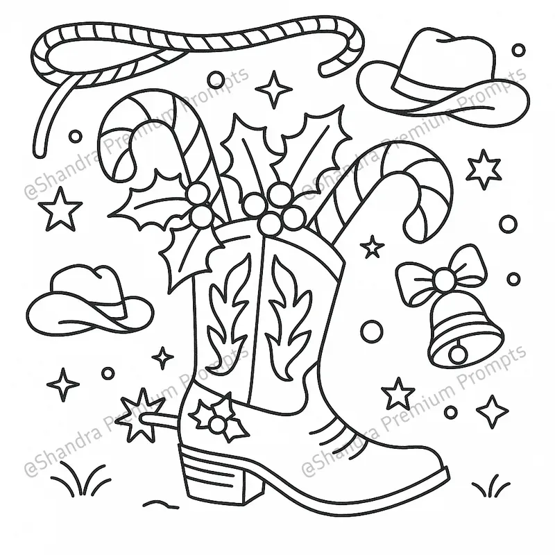 Western Christmas Coloring Book Pages