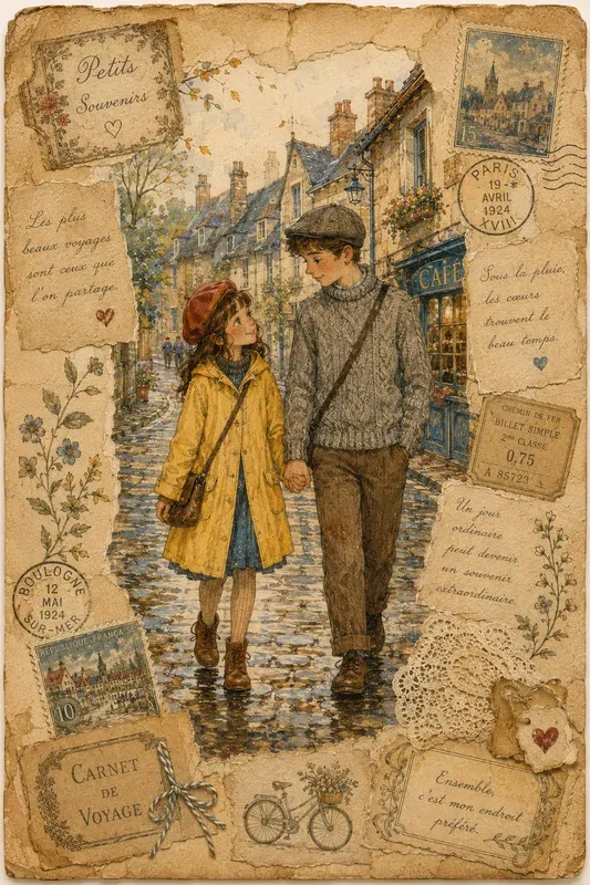 Romantic Couple Vintage Journal Pages