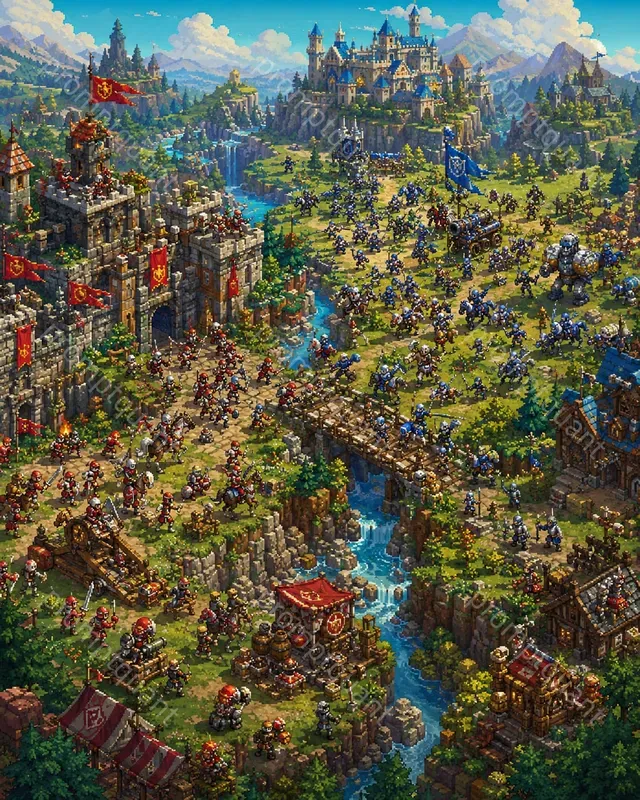 Isometric Fantasy Game World Pixel Art