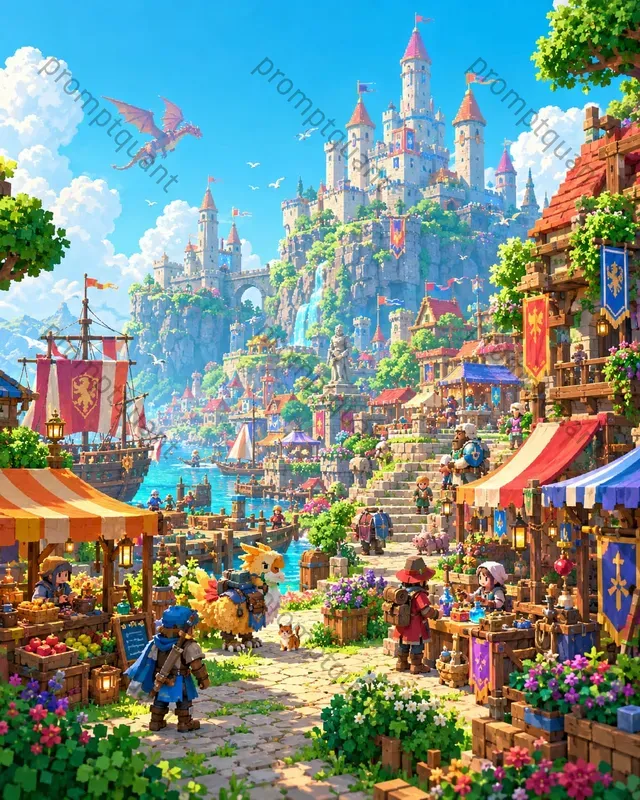 Isometric Fantasy Game World Pixel Art