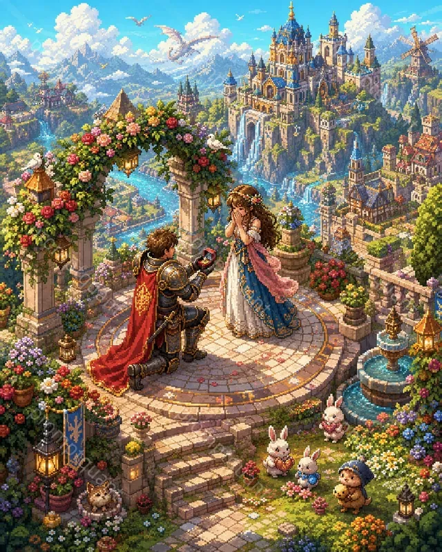 Isometric Fantasy Game World Pixel Art
