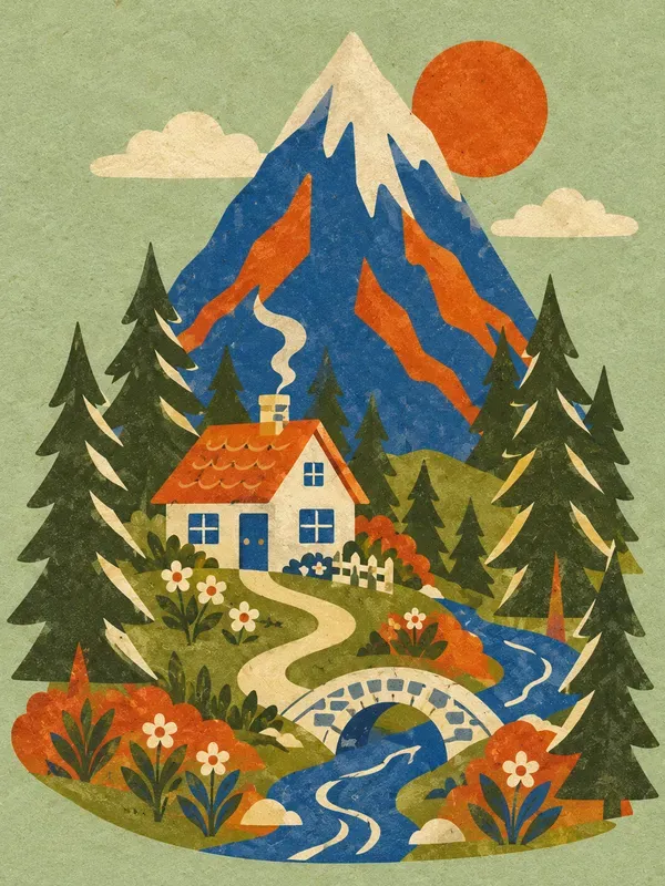 Retro Folk Storybook Papercut Art