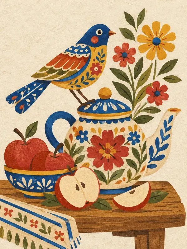 Retro Folk Storybook Papercut Art