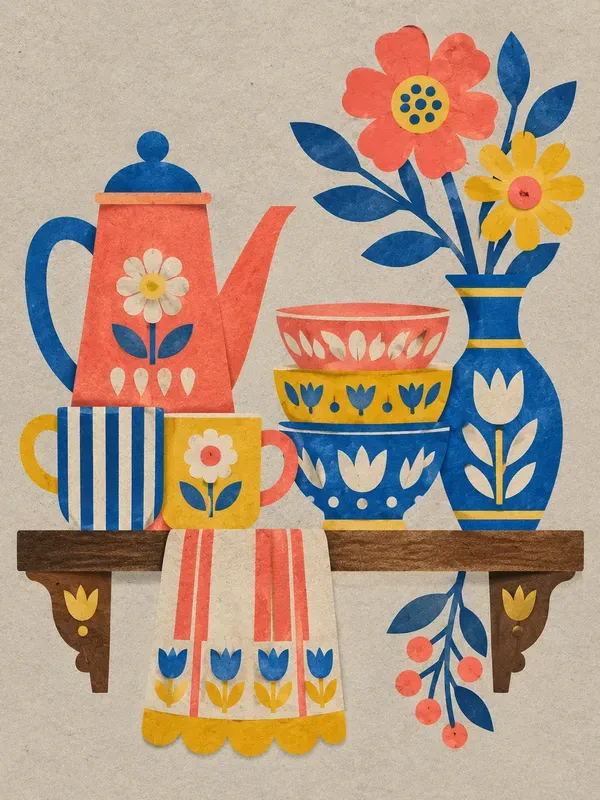 Retro Folk Storybook Papercut Art