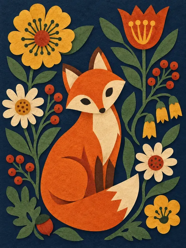 Retro Folk Storybook Papercut Art