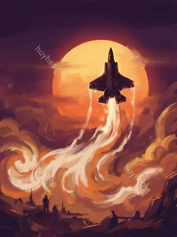 Fighter Jets Under The Sunset In Comic