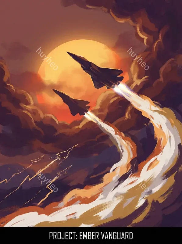 Fighter Jets Under The Sunset In Comic