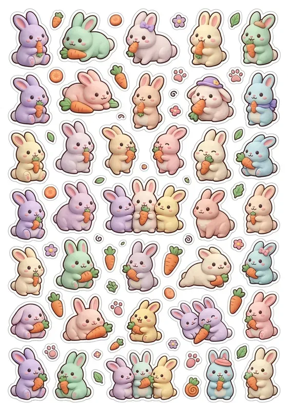 3D Clay Chibi Animal Sticker Printables