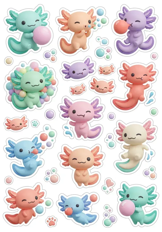 3D Clay Chibi Animal Sticker Printables