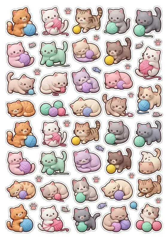 3D Clay Chibi Animal Sticker Printables