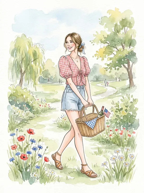 Elegant Watercolor Memorial Day Girls