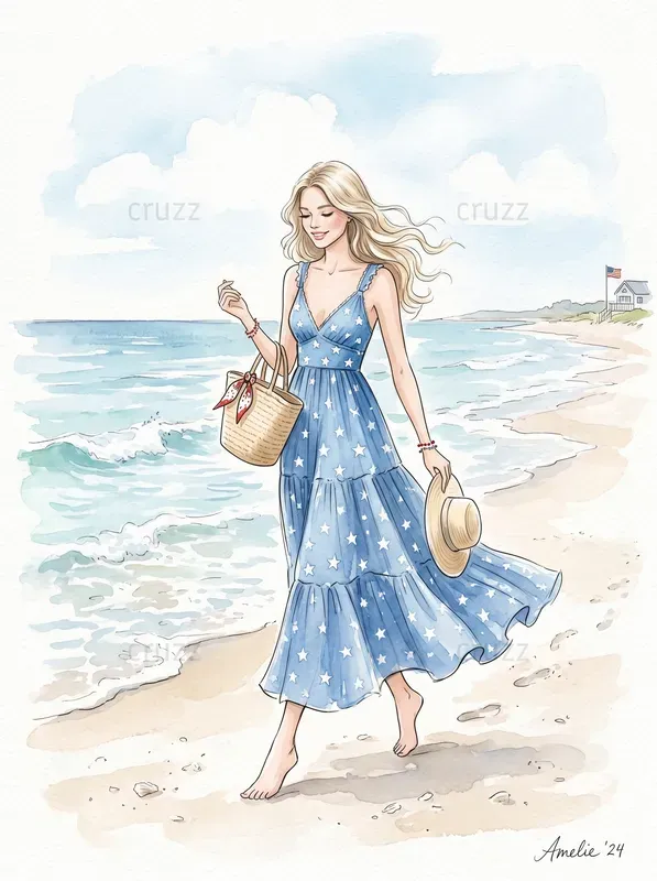 Elegant Watercolor Memorial Day Girls