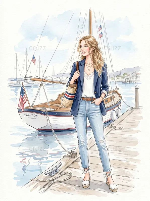 Elegant Watercolor Memorial Day Girls