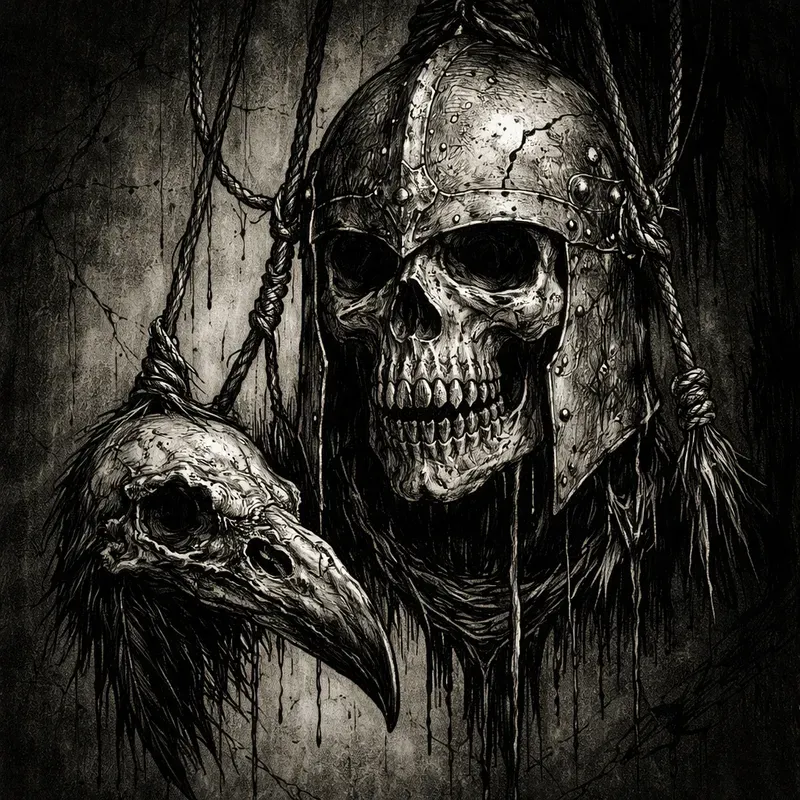 Dark Hanging Skulls Ink Artworks