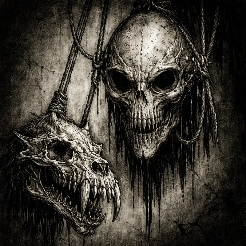 Dark Hanging Skulls Ink Artworks