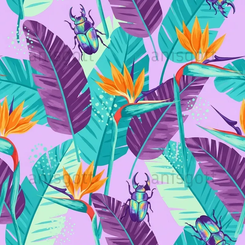 Tropical Botanicals Seamless Patterns