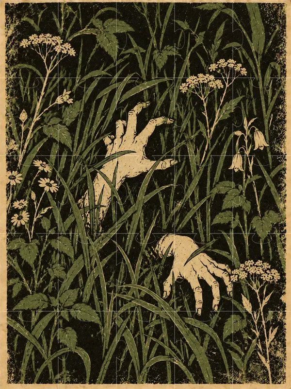 Vintage Folk Horror Linocut Illustrations