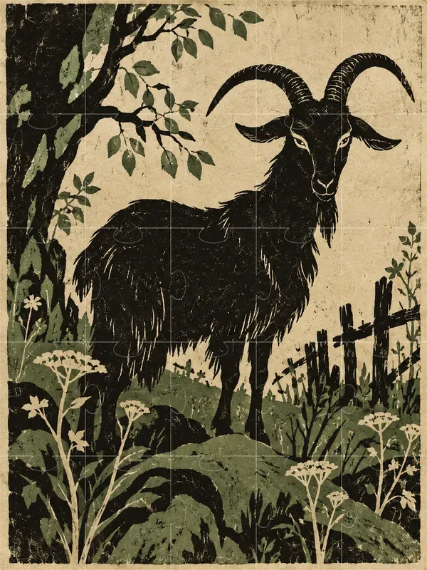 Vintage Folk Horror Linocut Illustrations