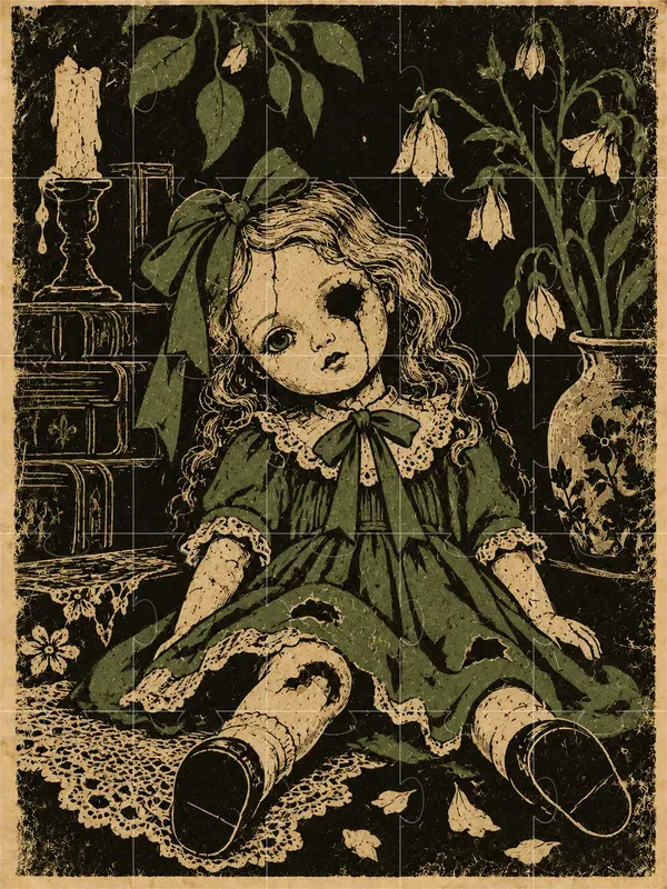 Vintage Folk Horror Linocut Illustrations