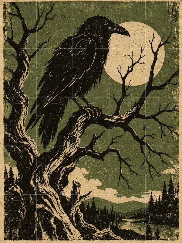 Vintage Folk Horror Linocut Illustrations