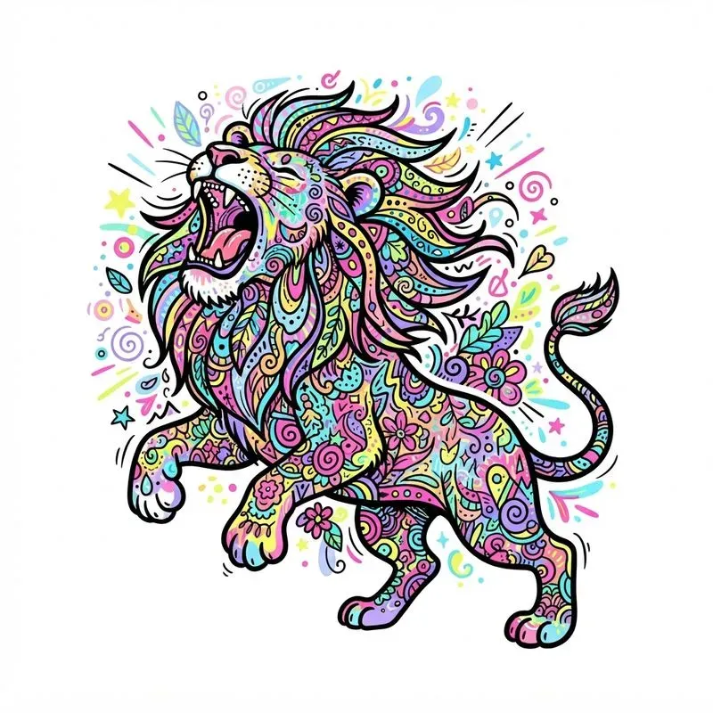 Colorful Doodle Animal Illustrations