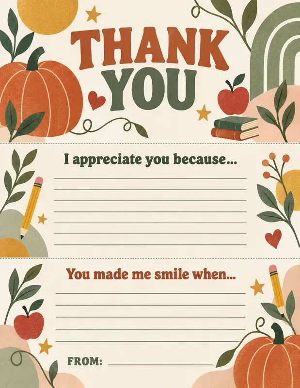 Family Thanksgiving Thank You Notes