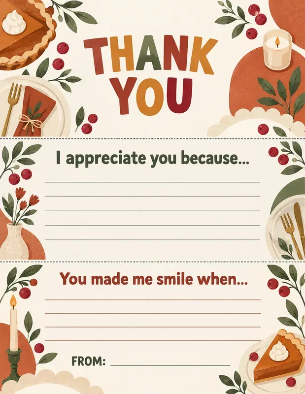 Family Thanksgiving Thank You Notes