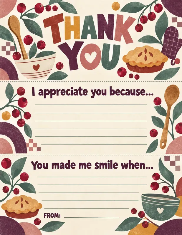 Family Thanksgiving Thank You Notes