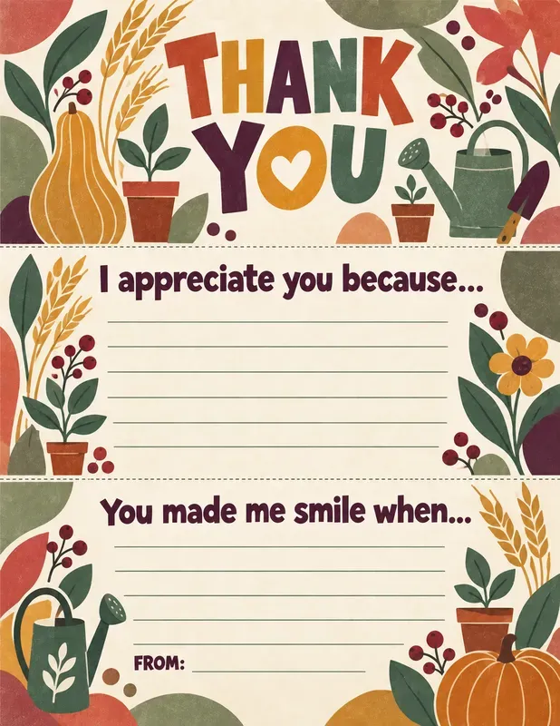 Family Thanksgiving Thank You Notes