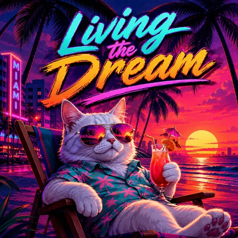 Retro Neon Chill Animal Posters