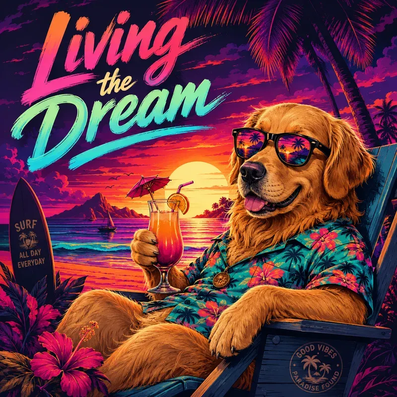 Retro Neon Chill Animal Posters