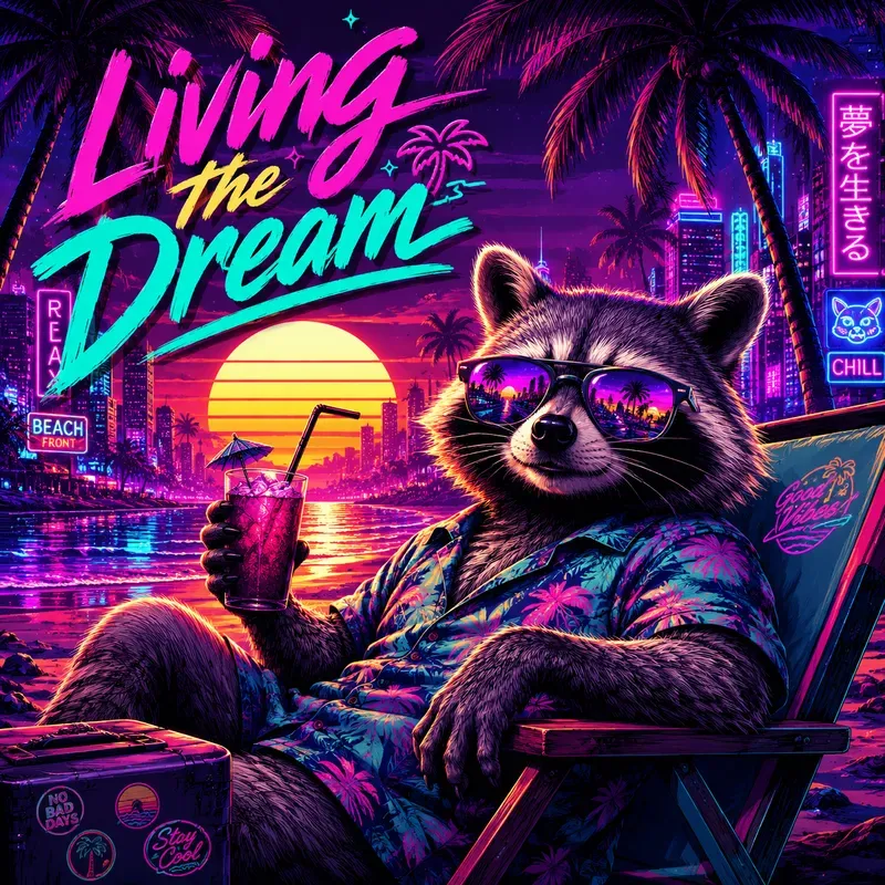 Retro Neon Chill Animal Posters