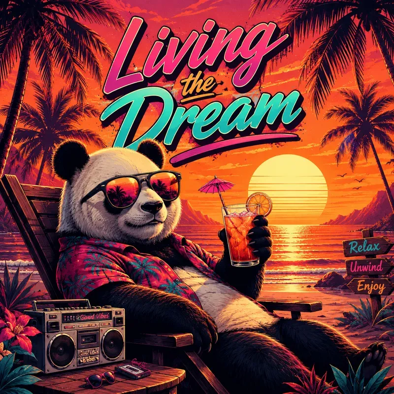 Retro Neon Chill Animal Posters
