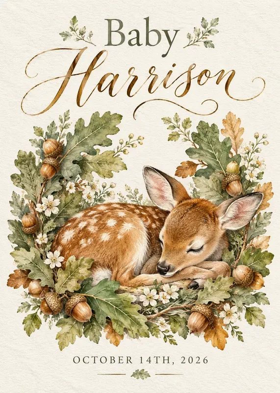 Heirloom Watercolor Baby Shower Cards
