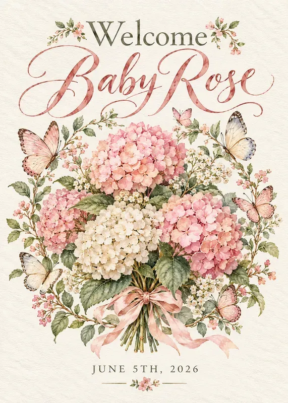 Heirloom Watercolor Baby Shower Cards