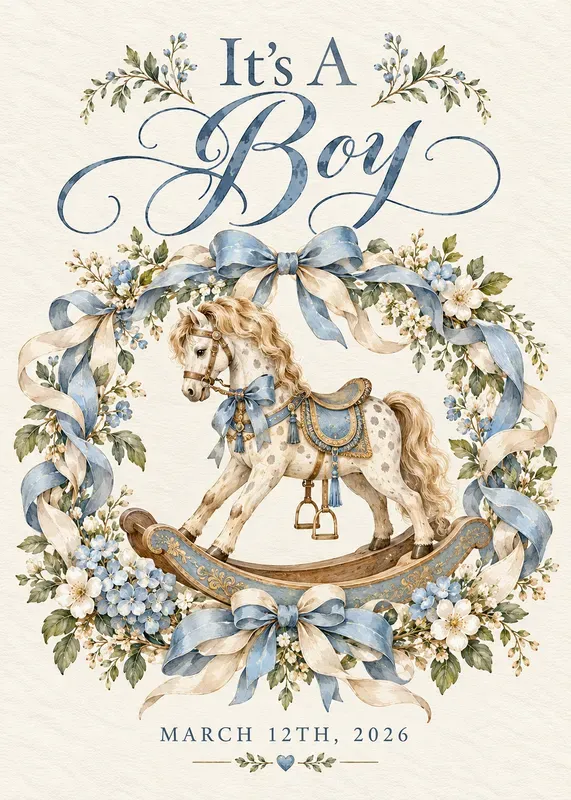 Heirloom Watercolor Baby Shower Cards