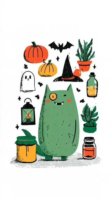 Cute Handdrawn Halloween Illustrations