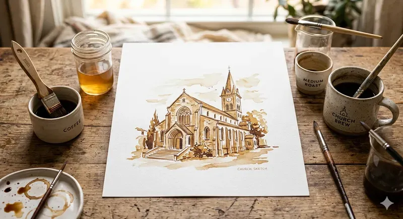 Coffee Art On White Canvas Sheets
