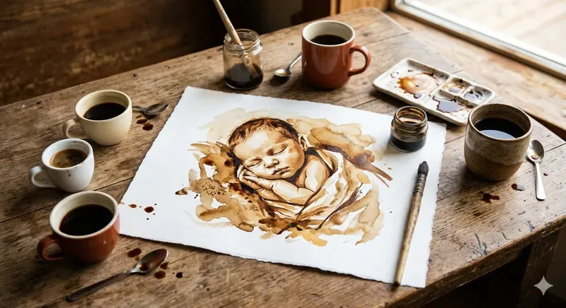 Coffee Art On White Canvas Sheets