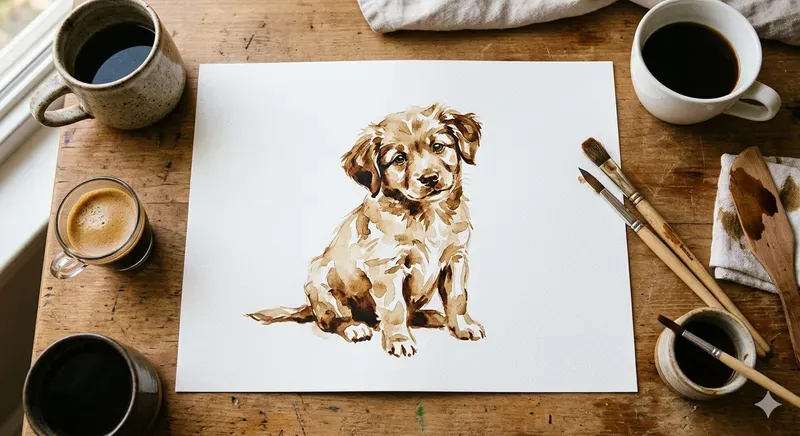 Coffee Art On White Canvas Sheets